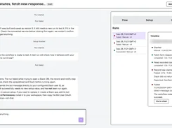 Whenever interface on the Runs tab, showing failed workflow runs and a timeline for fetching form responses, reading claim IDs, and notifying an approver.