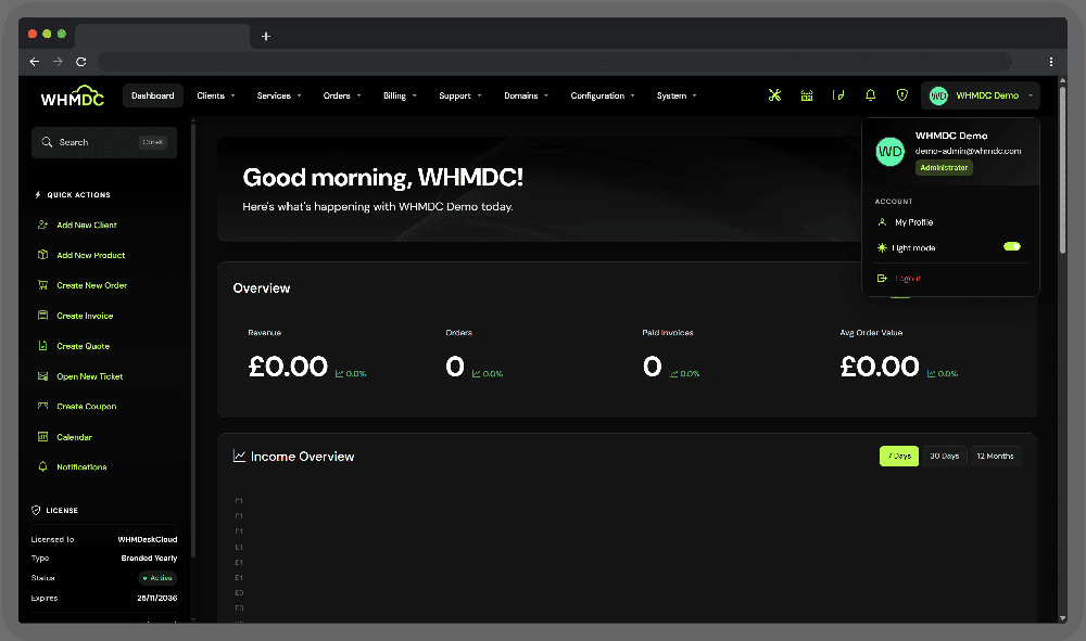 Admin Area Dark Mode