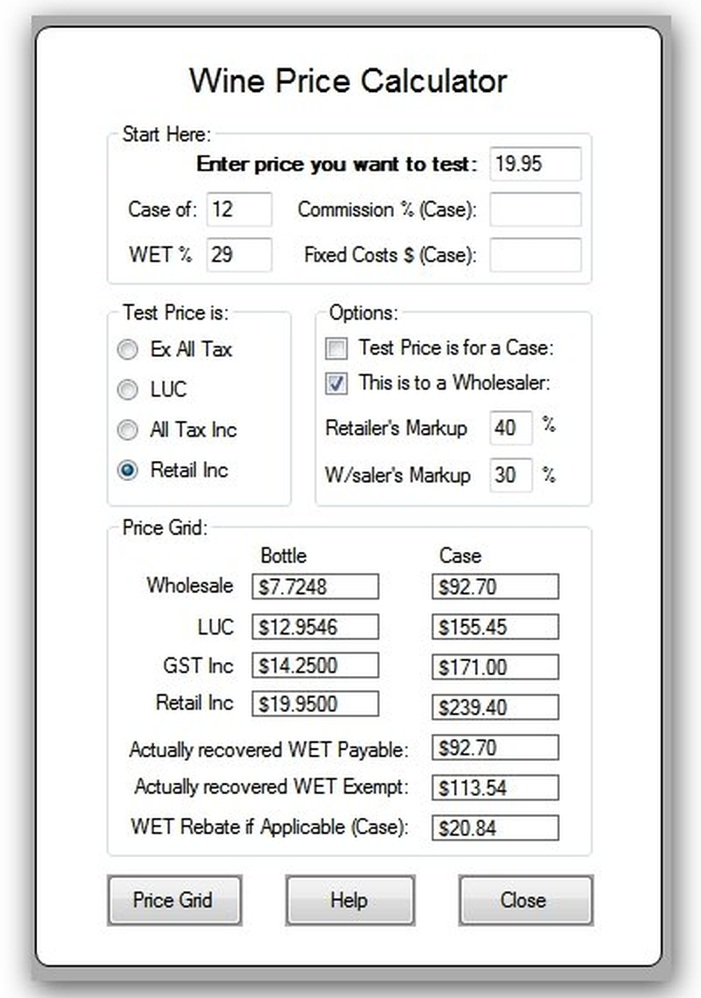 Wine Price Calculator Screenshot 1