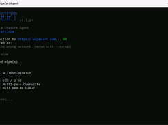 The desktop agent finds the queued wipe and shows the device, drive, method and standard first.
