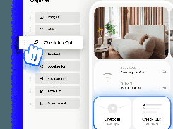 A WonderGuest organizer screen lists guide sections and displays a mobile guest-guide preview with Wi-Fi, check-in, check-out, and map cards.