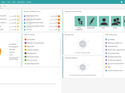 A central administrator dashboard combines content statistics, recent updates, open tasks and key management tools, helping quality teams spot issues earlier, prioritize follow-up and keep documents, reviews and responsibilities under control.