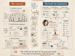 We avoided another AI writer, dashboards, and blind publishing. Word Presto targets the editorial operation: specialised workers execute, Emma coordinates, humans approve changes, and the system links intelligence to accountable action—closing the gap bet