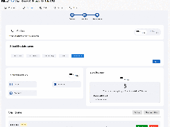 Historical sync screen with date-range selection, module selection, queue, and sync preview.