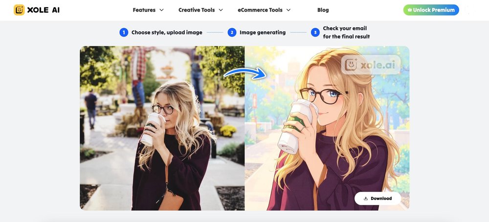 Xole AI Photo to Anime Tool
