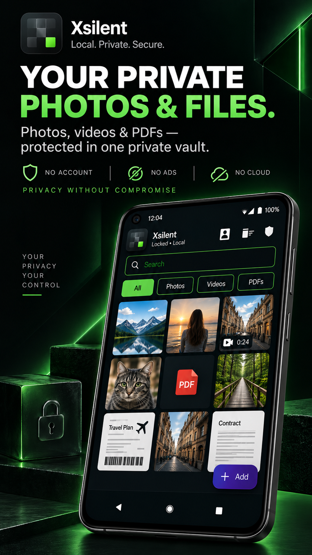 Private vault for photos, videos and PDFs