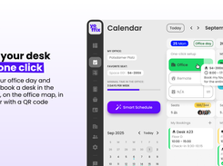 One-click desk booking: Select your office day and instantly book a desk in the calendar, on the office map, in Teams, or with a QR code.