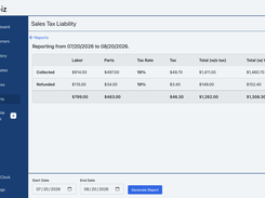 YourBiz Run reports such as sales tax liability to stay on top of tax filing.