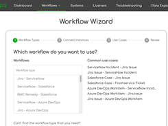 The ZigiOps Workflow Wizard simplifies integration setup by guiding users through the most common use cases and automatically creating workflows in minutes.