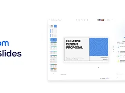 Zoom AI Slides editor showing a Creative Design Proposal slide deck and an AI companion panel with presentation-generation options.