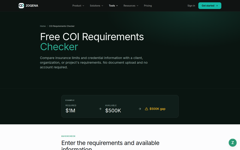 COI requirements checker