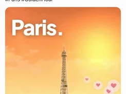 Zup social post preview formatted for X, showing caption text, engagement controls, and a Paris image.