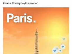 Zup social post preview formatted for LinkedIn, with a generated caption, reactions, and Paris image.